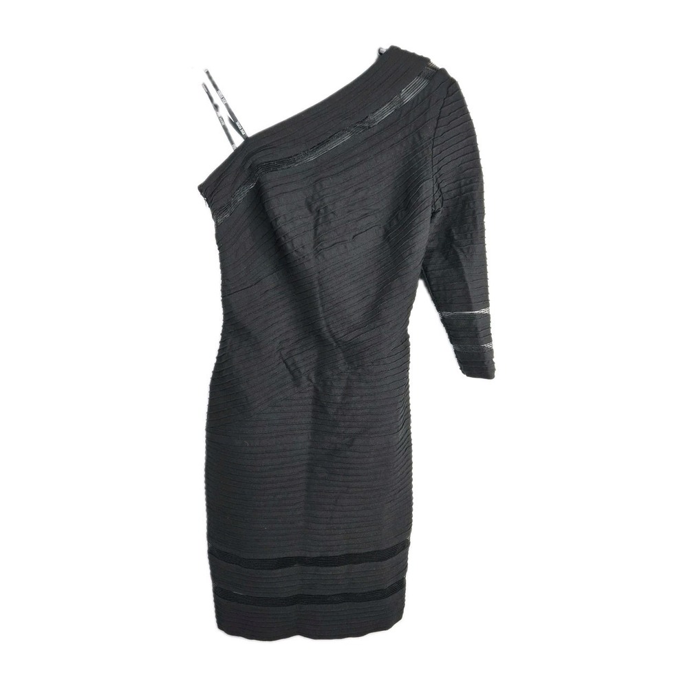 Tadashi Shoji One Shoulder Bandage Bodycon Cocktail Dress Womens Small Black LBD